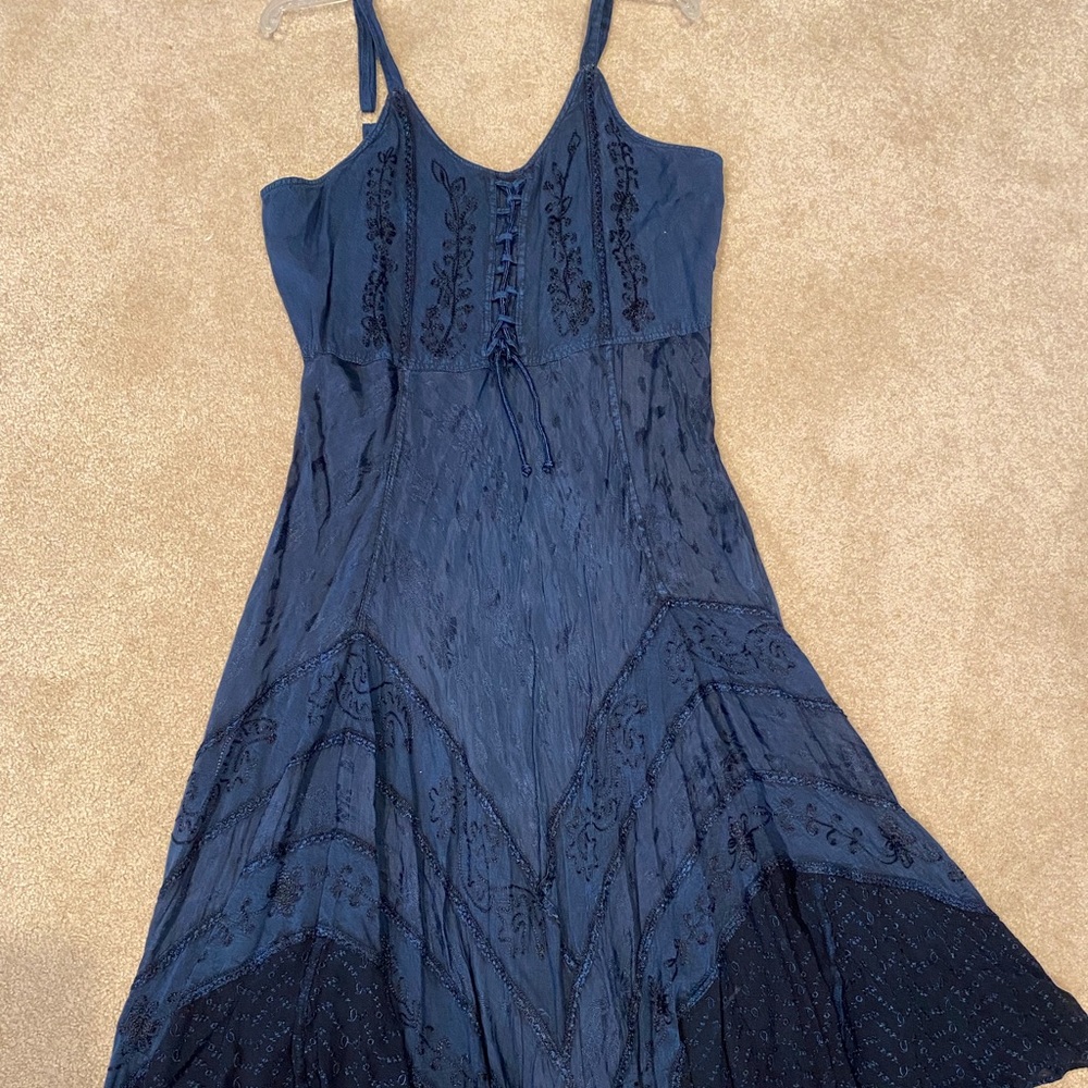 NWOT blue dress with handkerchief hem